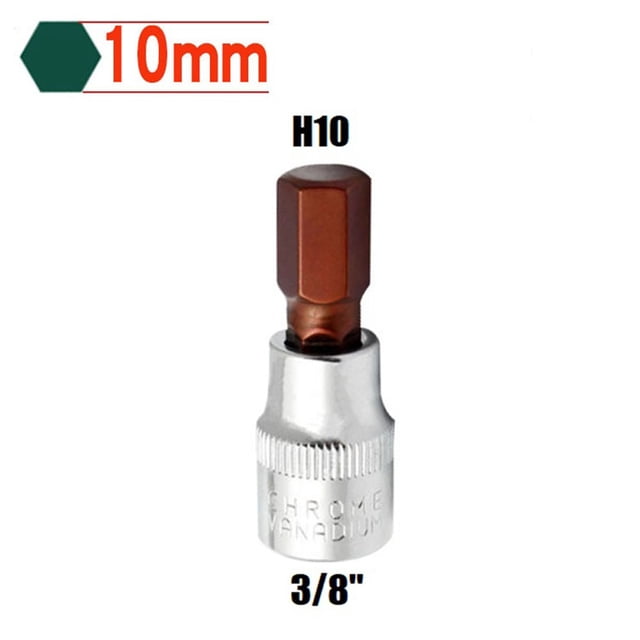 1Pcs 3/8Inch Screwdriver Bit Socket Kit Hex Screwdriver Bits H3-H10 Screwdriver Accessory for Torque Spanner Ratchet Wrench Tool H10