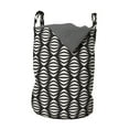 thumbnail image 1 of Abstract Laundry Bag, Wavy Lines Pattern Geometric Striped Design Oval Shapes Monochrome, Basket with Handles Drawstring Closure for Laundromats, 13" x 19", Beige and Charcoal Grey, by Ambesonne, 1 of 4