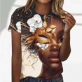 thumbnail image 2 of TSADFHJI Hauts et Robes d'Été Femmes Mode Décontractée Ample Imprimé Col Rond Manches Courtes T-Shirt Haut S Blanc, 2 of 5