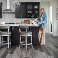thumbnail image 3 of Maven Lane Alexander 26" Swivel Counter Stool – Kitchen Stool in Reclaimed Oak Finish & Ronan Stone Vegan Leather Upholstery - 180° Swivel, Nailhead Trim – Wooden Chair for Kitchen Islands, Home Bars, 3 of 10