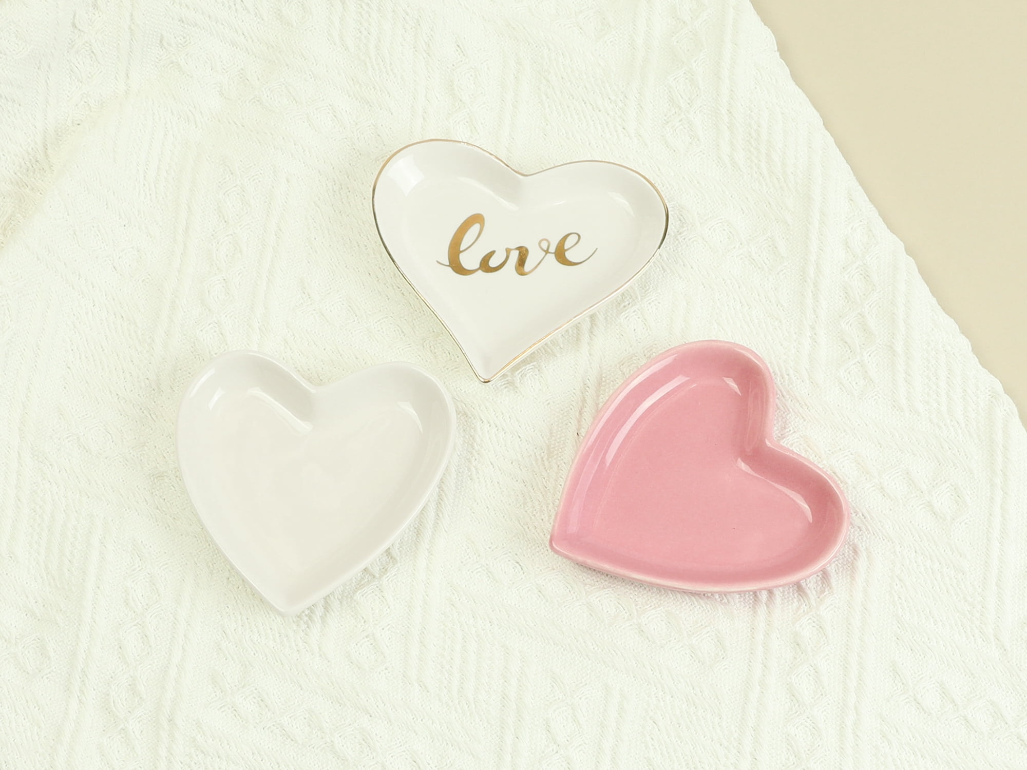 Unique Bargains Ceramic Jewelry Tray Trinket Ring Dish for Organizing Earrings Necklaces LOVE-10*9.2*1.3cm