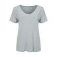 thumbnail image 5 of Endives Women's Short Sleeve T Shirt V Neck Classic Fit Fashion Casual T Shirt Solid Color Basic Tee T-Shirt Light Ashy, 5 of 7