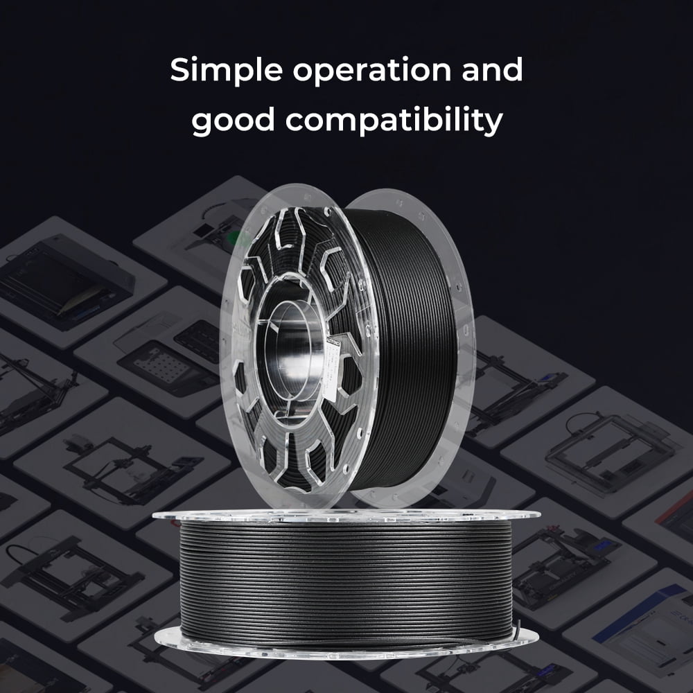 Creality Official 3D Printer Filament PLA Carbon Fiber Filament with Strong Hardness Easier to Shape Compatible with All Fused Deposition Modeling 3D Printers, 1kg Spool for Home DIY Kids