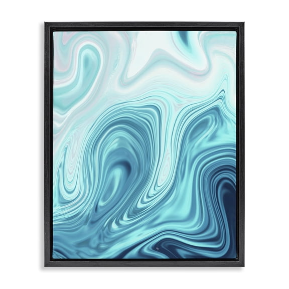Stupell Industries Modern Blue Abstract Ripples Black Floating Frame Canvas Art, 17 x 21, by Martina Pavlova