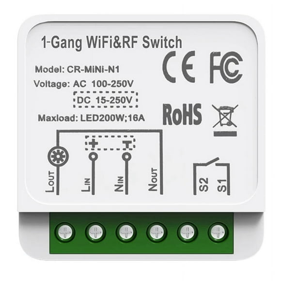 Tuya WiFi RF433 Smart Switch Module with Remote Control Home Automation DIY MINI Breaker Relay for Smart,1 x Intelligent on-off switch 1 x Remote control (delivered without 1 12V23A battery)