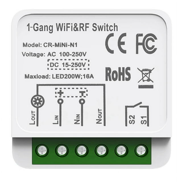 Tuya WiFi RF433 Smart Switch Module with Remote Control Home Automation DIY MINI Breaker Relay for Smart,1 x Intelligent on-off switch 1 x Remote control (delivered without 1 12V23A battery)