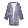 thumbnail image 5 of Axiiglly Cardigan for Women Plus Size Lightweight Cardigans Autumn Casual Comfy Puff Sleeve Open Front Tops Floral Print Loose Swim Beach Bathing Suit Cover Up, 5 of 5
