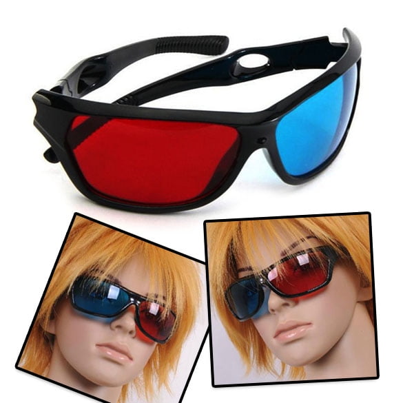 Gafas de visión 3D con marco de anaglifo dimensional de película de TV de plasma rojo y azul