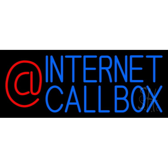 Internet Callbox With Logo LED Neon Sign 13 x 32 - inches, Clear Edge Cut Acrylic Backing, with Dimmer - Bright and Premium built indoor LED Neon Sign for Computer & Electronics store decor.