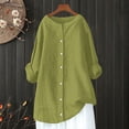 thumbnail image 4 of WCJM White T Shirts for Womens Shirts Womens Daily Casual Linen Shirts Long Sleeve Shirts Tops Casual Blouses Loose Fit Shirt, 4 of 6