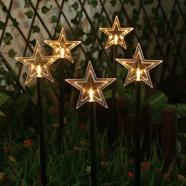 Luz para Jardín Luces de camino Navidad 5 LED Solar Año Nuevo Decoración de jardín (Estrella) Likrtyny Para estrenar
