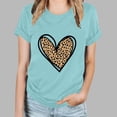 thumbnail image 2 of WCMZJ Womens Valentine Shirts Crew Neck Short Sleeve Leopard Valentine's Day T Shirt Plaid Love Heart Graphic Tees Light Blue XXL, 2 of 6