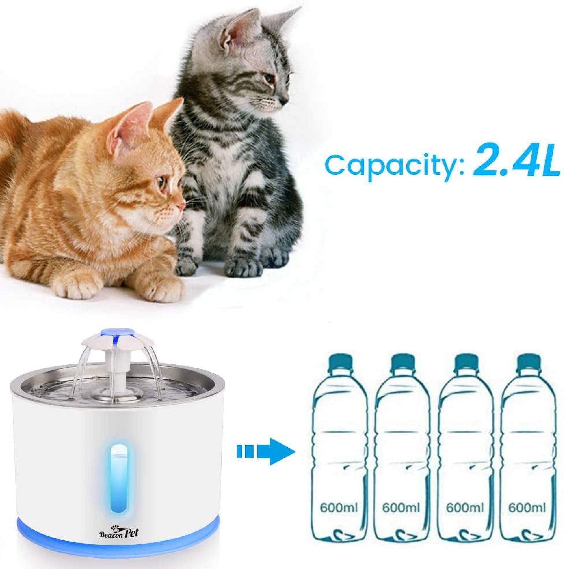 CJC Cat Water Fountain Stainless Steel , 81oz/2.4L Automatic Pet Water Fountain Dog Water Dispenser with Smart Pump, LED Indicator and Filter