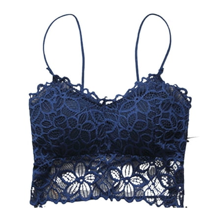 

Lace Bras for Women No Underwire Comfortable Wireless Underwear with Pad Breathable and Comfortable to Wear S Purplish Blue