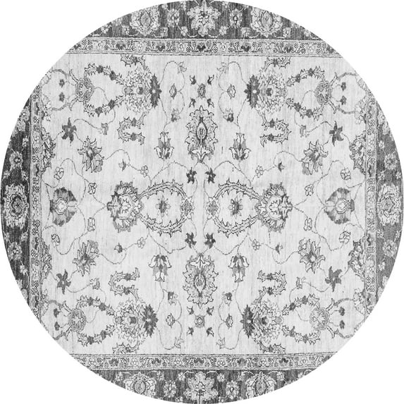 Ahgly Company Indoor Round Oriental Gray Traditional Area Rugs, 8' Round
