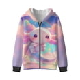 thumbnail image 3 of KUIFORTI Cute Axolotl Girls Sweatshirt Comfortable Hooded Zip Up Sweatshirts with Pockets for Girl Fleece-Lined Soft Fall Winter Outwear for Outdoor Activities, 3 of 6
