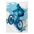 thumbnail image 3 of Ambesonne Sports Tablecloth Rectangular Table Cover, Bicyclist Color Splashes, 52"x70", Blue Aqua Pale Green, 3 of 4