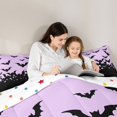 thumbnail image 4 of Manfei Halloween Spooky Flying Bat Twin Comforter Sets 2pcs, Festival Theme Bedding Set, Purple Black,Reversible,1 Comforter and 1 Pillowcase, 4 of 6