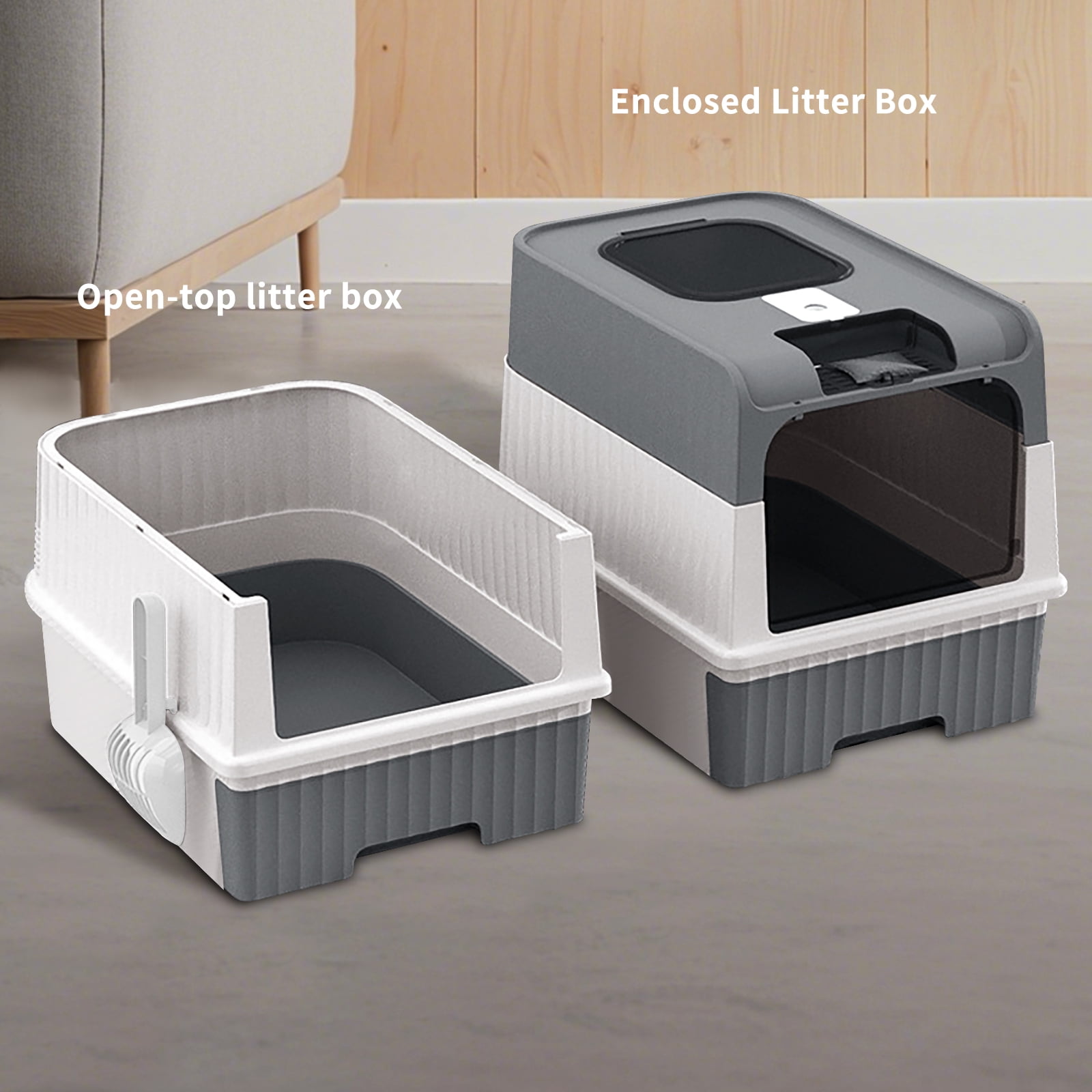Grey Magic Cube Intelligent Cat Litter Box Hands‑Free Automatic Cleaning Silent Design for Multi‑Cat Families