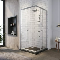 Sunny Shower Bathtub Enclosure Brushed Nickel 36'' W x 36'' L x 72'' H (Shower Base Not Included)
