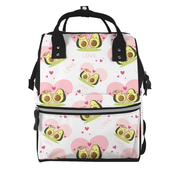Fotbe Avocado Lovers Mochila Maternidad - Lona de Sarga Impermeable, Mochila de Pañales de Gran Capacidad con Múltiples Bolsillos y Correas Ajustables
