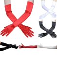 thumbnail image 2 of YWMJI Women's Long Opera Satin Gloves Elbow Length Long Mittens Elbow Length Basic Long Full Finger Gloves Lightweight Wedding Bridal Gloves Costume Halloween Cosplay Flapper Gloves Black One Size, 2 of 7