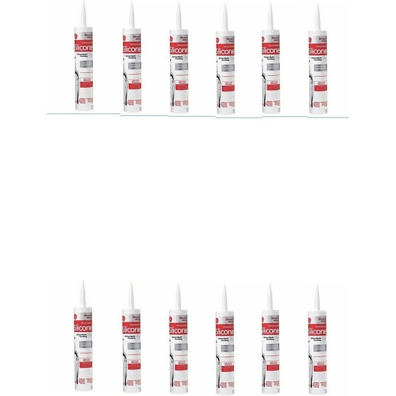 GE 712 Silicone I Bathroom Tub and Tile Caulk, 10.1 oz, White Pack of 12