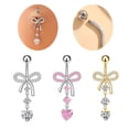 thumbnail image 4 of DESIGNICE Belly Button Ring,Elegant Sweet Shape Belly Button Rings,Exquisite Petite Decoration Belly Rings for Women,Pink, 4 of 5