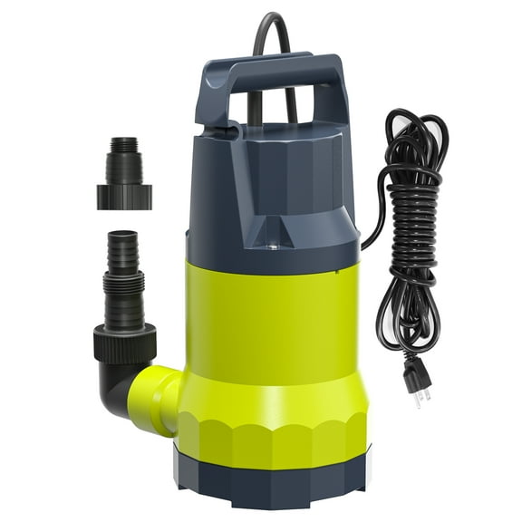Sump Pump Submersible Water Pump 1.5HP 5500GPH Portable Water Transfer Draining Pump Utility Pumps for Pool Basement Hot Tub Garden with Adapters