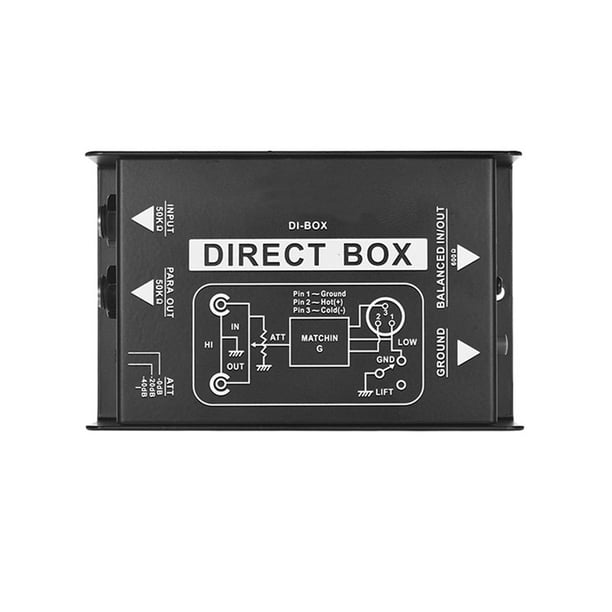 Convertidor de Audio Caja DI de un Solo Canal Caja Directa Pasiva Caja DI Caja de Audio de InyeccióN Directa Aislador de Audio