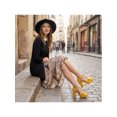 thumbnail image 5 of BLISSFUL STEP Women's Shoes Mary Janes Platform Pumps T-Strap Block Heel Round Toe Bow Decor Casual Shoes Yellow 6, 5 of 6