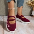 thumbnail image 6 of XIAQUJ Ladies Fashion Solid Color Breathable Knitted Mesh Embroidered Decorative Flat Bottom Casual Sports Shoes Women's Fashion Sneakers Wine 7(38), 6 of 8