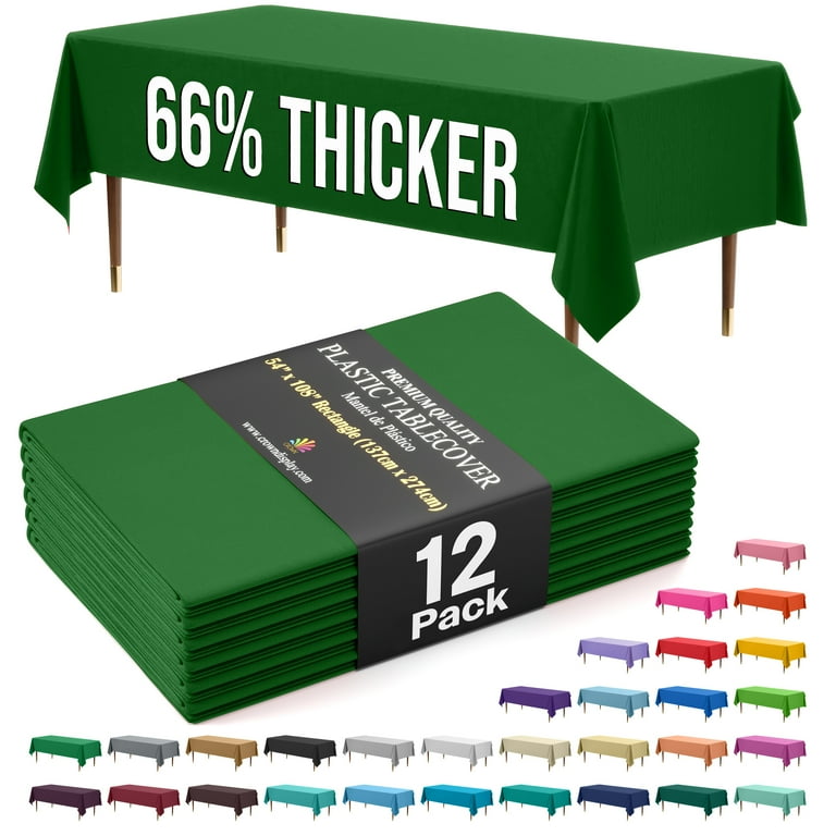 Exquisite Premium Waterproof Plastic Tablecloth, 54" x 108", Emerald photo 1