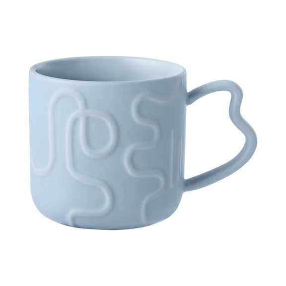 Mainstays 14-oz Blue Embossed Geometric Pattern Glazed Ceramic Mug