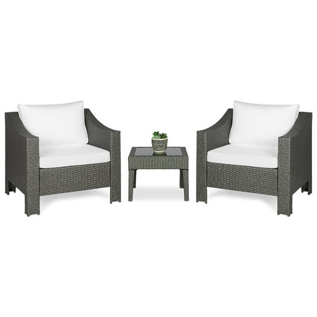Best Choice Products Set of 2 Outdoor Patio Wicker Club Patio Accent Chairs w/ Side Table,