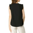 thumbnail image 4 of INSPIRE CHIC Women's Ruffled Sleeveless Pullover V- Neck Work Blouses Tops XS Black, 4 of 9