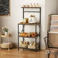 thumbnail image 5 of Kitchen Bakers Rack with Storage Shelves, Small Coffee Bar Cart with 8 Hooks, 4 Tiers Microwave Stand Station with Adjustable Shelves, Freestanding Kitchen Appliance Organizer, Rustic Brown, 5 of 9