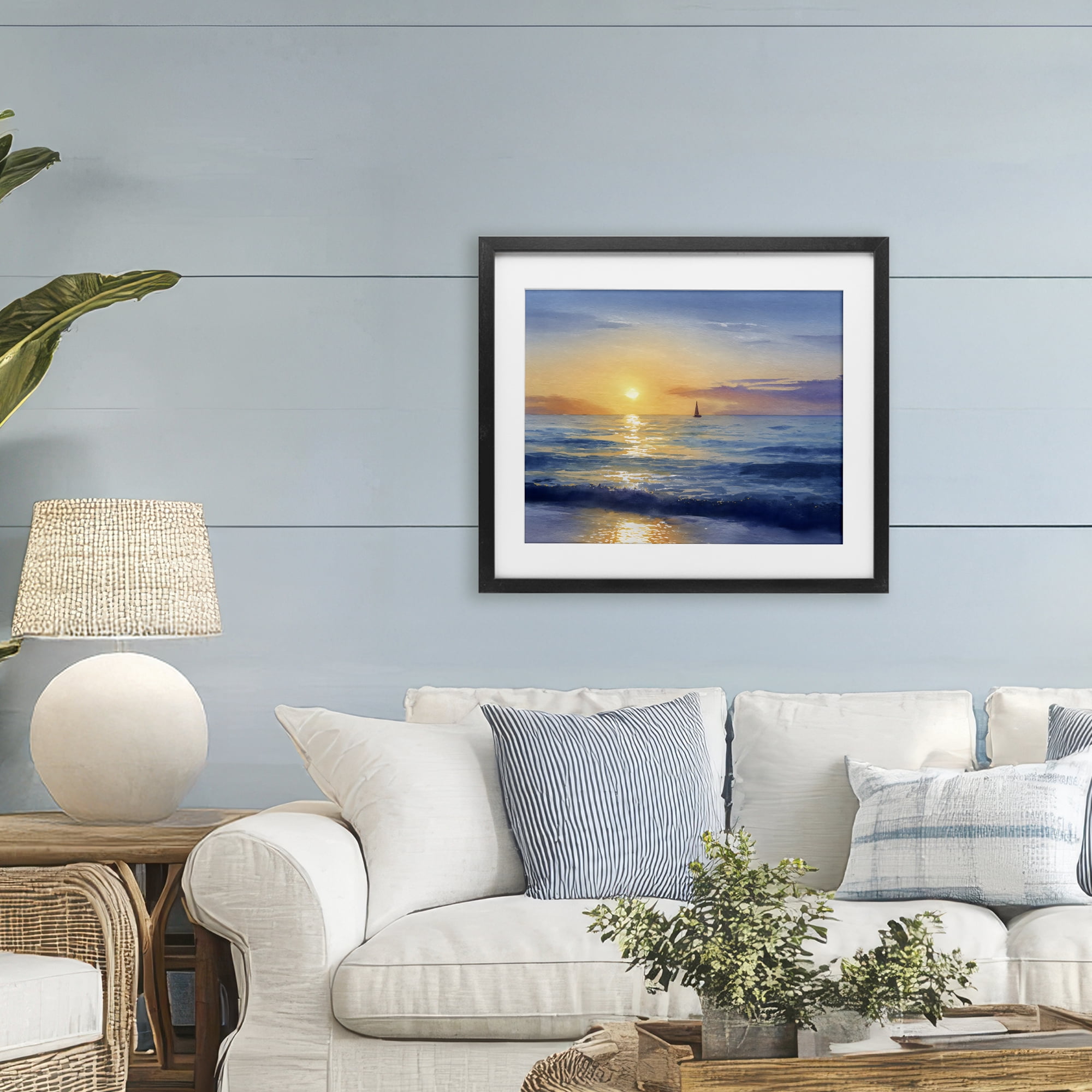 Stupell Industries Sails To The Sun At Sea Black Framed Print Under Glass, design by Franklyn Gregory