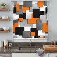 thumbnail image 4 of Burnt Orange Black Geometric Sheer Curtains 45 Inches Long, Modern Abstract Art Block Light Filering Curtains, Breathable Simi Curtain Privacy Drapes for Kitchen Bathroom Small Window Treatment, 4 of 9