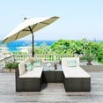 thumbnail image 3 of YOFE 4-Seat Outdoor Sectional Sofa Sets for Garden Porch, 5 PCS Outdoor Dining Set w/Beige Cushion, Single Sofas, Corner Sofa, Ottoman, Coffee Table, Black Wicker Rattan Outdoor Patio Furniture, D2663, 3 of 12