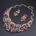 thumbnail image 2 of Fashion Women Bridal Costume Choker Statement Crystal Necklaces Earring Collar Boho Party Jewelry Sets, 2 of 5