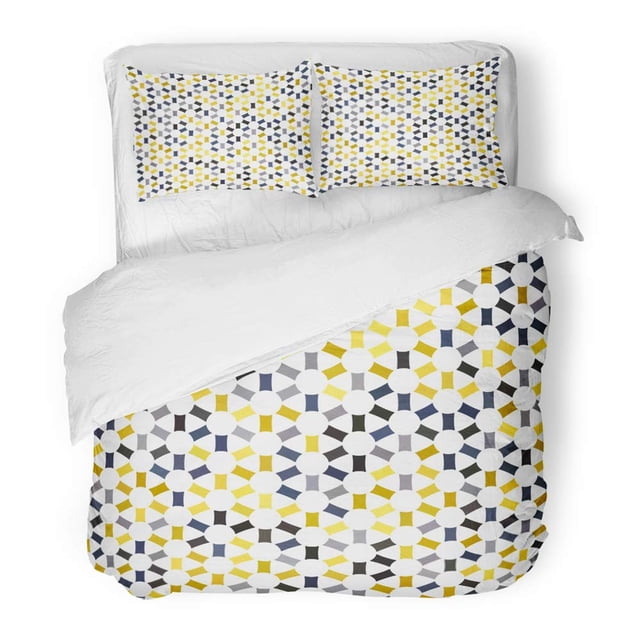 Juego de ropa de cama de 3 Piezas ABPHQTO Colorido Amarillo Gris Azul Oscuro