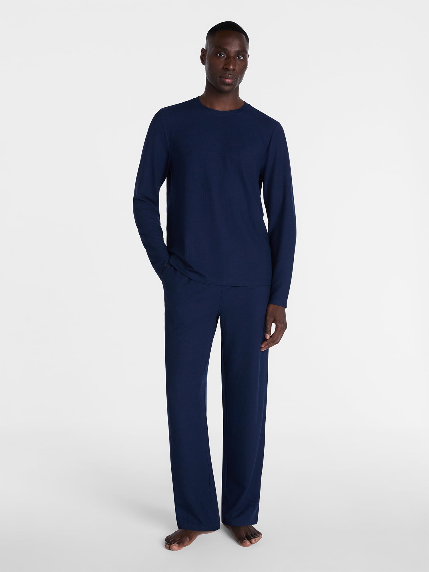 George Men's Waffle Knit Sleep Tee with Long Sleeves, Sizes XS-3XL