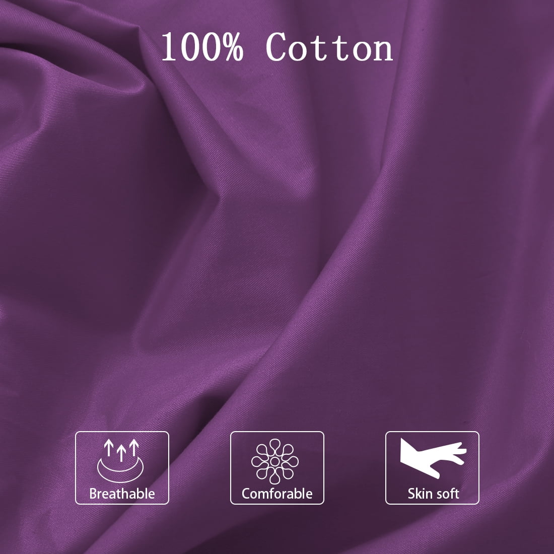 Unique Bargains Cotton Zippered Body Pillowcase Pillow Cover Purple 20" x 54"