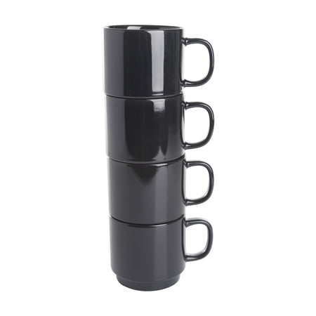 Gap Home Color Cups 14.8-Ounce Stackable Black Stoneware Mug Set  Set of 4