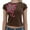 Brown, variant on Women Vintage T-Shirt Casual Short Sleeve Round Neck Graphic Print Blouse Tee E-Girl Fairy Grunge Streetwear