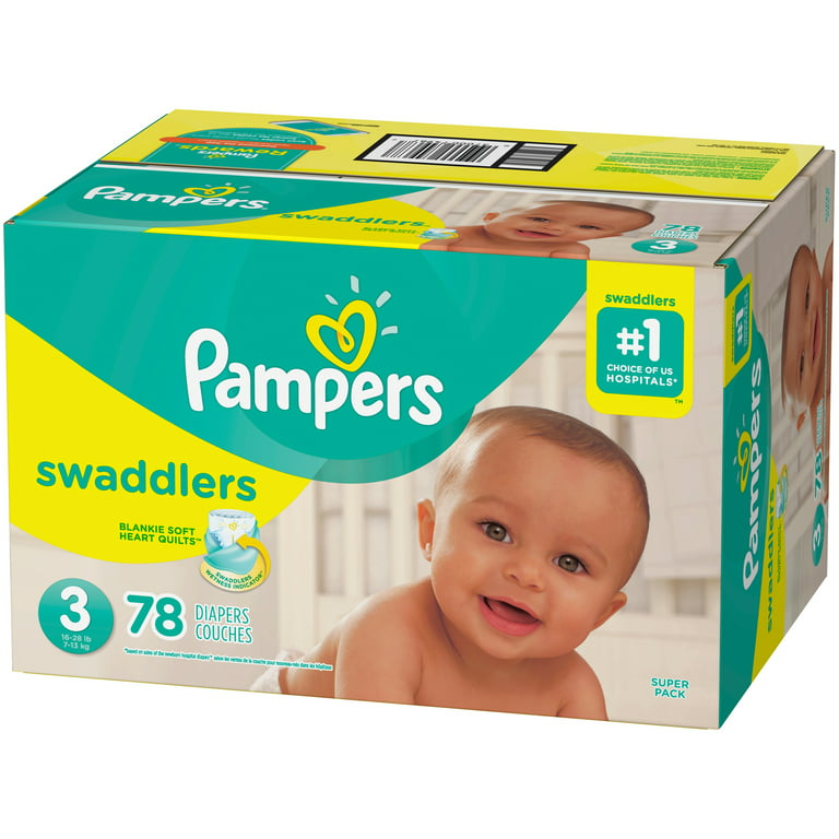 Pampers Swaddlers Diapers - Size 3, 78 Count, Ultra Soft Disposable Baby  Diapers