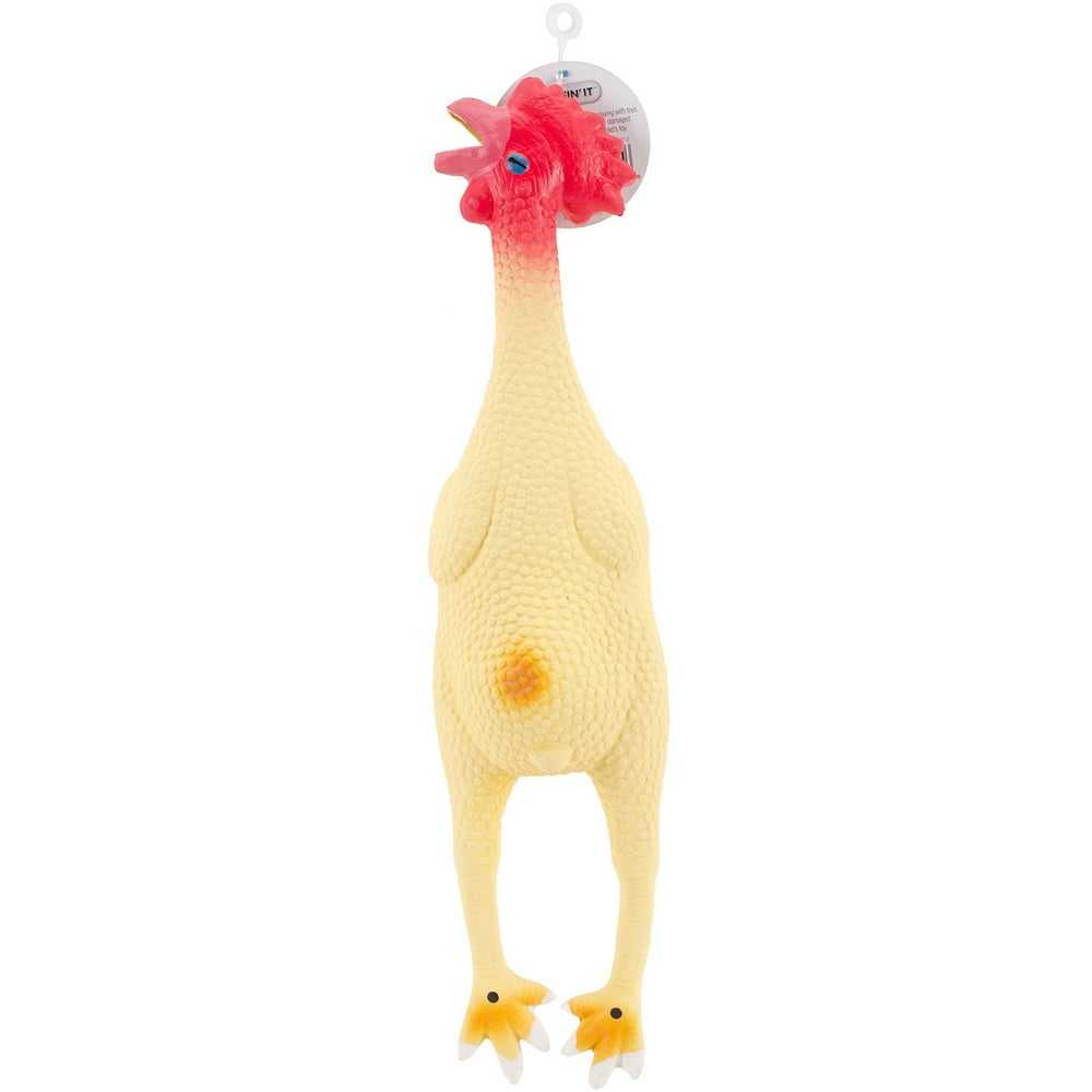 Large Rubber Chicken Dog Toy, 17" Tall