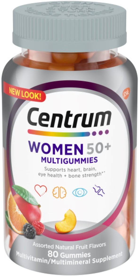 Centrum MultiGummies Gummy Multivitamin for Women 50 Plus, with Vitamin D3, B6 and B12, Multivitamin/Multimineral Supplement, 80 ct (Pack of 3)