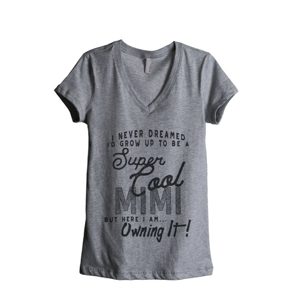 Thread Tank Super Cool Mimi Women's Relaxed V-Neck T-Shirt Tee Heather Grey Small